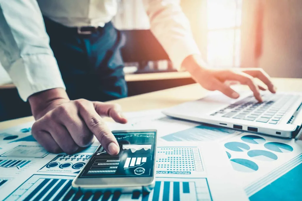 businessman analyze data of stock market research 1